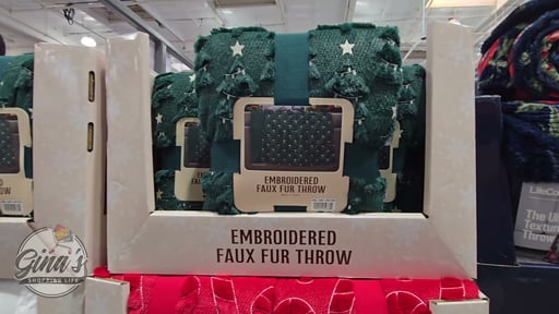 Holiday Embroidered Faux Fur Throw