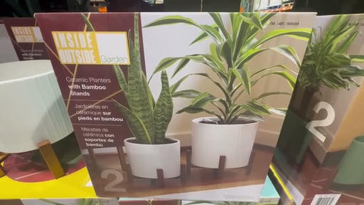 Ceramic Planters with Bamboo Stands, 2-Pack