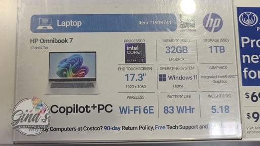 HP OmniBook 7 17.3" Laptop Intel Core Ultra 7 32GB 1TB (17-DC0373CL)