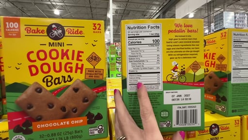 Bake Ride Mini Cookie Dough Bars, 32 Count (0.88 oz each)