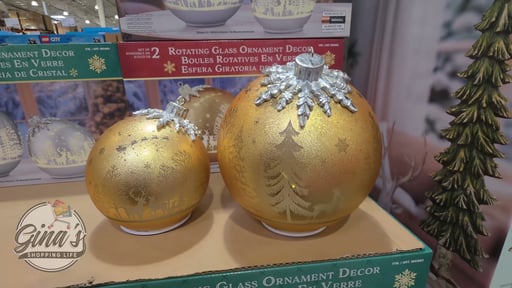 Rotating Glass Tabletop Ornaments with LED, Set of 2