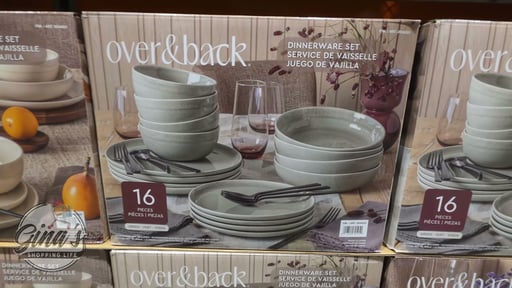 Over & Back 16-Piece Dinnerware Set, Linen & Green