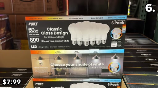 Feit Electric 60W 5-CCT Omni Glass LED Light Bulb 6 Pack