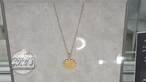 14kt Yellow Gold 18" Mirror Flower Pendant Made in Italy