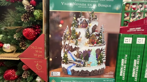 Snowy Woodland Village Centerpiece with LED Lights and Music
