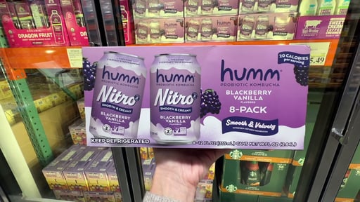 Humm Nitro Organic Blackberry Vanilla Kombucha, 8 x 12 oz