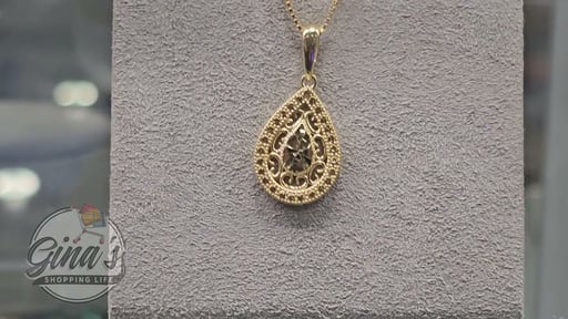 14kt Yellow Gold 18" Pear Drop Pendant Made in Italy