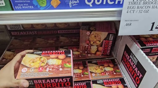 Three Bridges Egg Bacon Ham Burrito 4 CT / 32 OZ