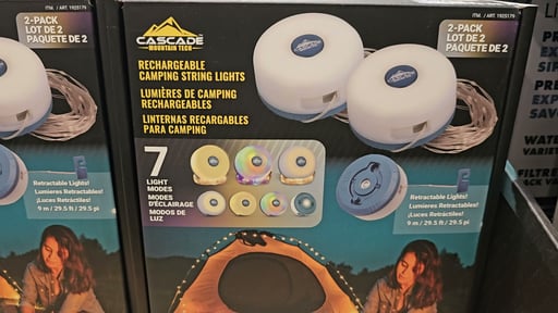 Cascade Mountain Tech 2-Pack Rechargeable Camping String Light