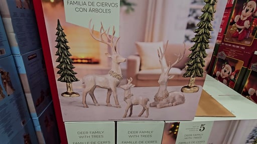 Christmas Deer Family with Trees, Set of 5