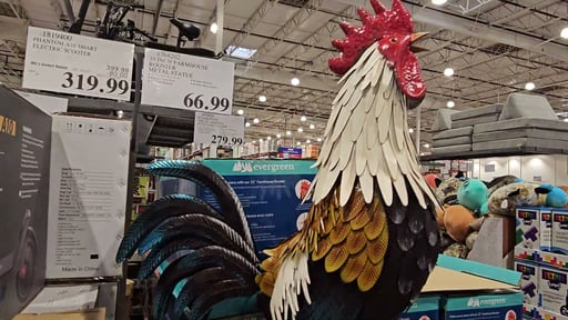35 Inch Farmhouse Rooster Metal Statue