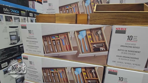 Seville Classics 10-Piece Acacia Wood Organizing Box Set