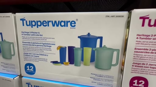 Tupperware Heritage 2-Pitchers & 4-Tumblers with Lids