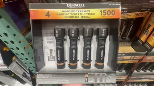 Duracell 1,500 Lumen Flashlight 4-Pack Hybrid Power