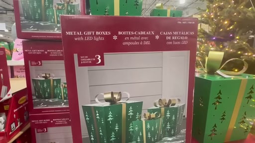Nesting Metal Gift Boxes with LED Lights, Set of 3