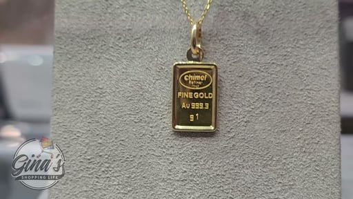 Certified 1 Gram Pure Gold Pendant with 18kt Frame and Chain 18"
