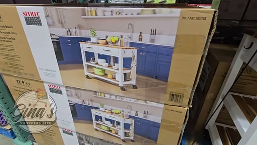 Seville Acacia Kitchen Cart with Acacia Shelves
