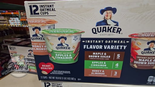 Quaker Instant Oatmeal Cups, Variety Pack, 12-Count