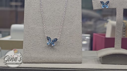 14kt White Gold Swiss & London Blue Topaz Butterfly Necklace