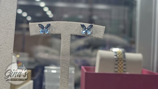 14kt White Gold Swiss and London Blue Topaz Butterfly Earrings