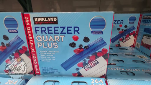Kirkland Signature Freezer Quart Plus Bags, 6 Boxes of 44 Count (Total 264)