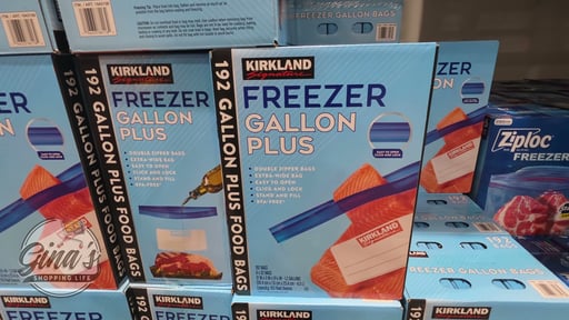 Kirkland Signature Freezer Gallon Plus Bags, Double Zipper, 192 Count (6 Boxes of 32)