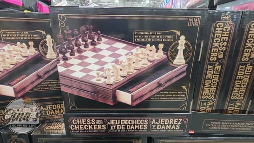 HARDWOOD CHESS & CHECKERS SET