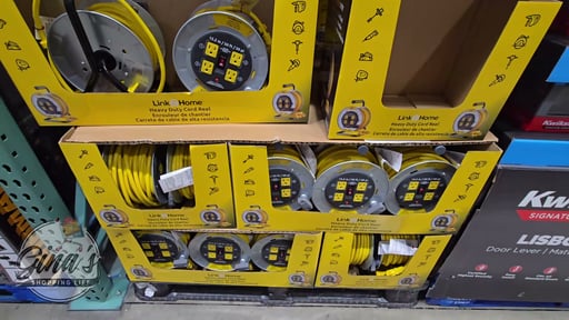 Link2Home Heavy Duty 50 ft Metal Cord Reel with 4 Power Outlets, 12 AWG SJTW
