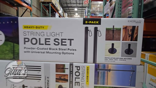 Excello Global Products 10 ft. String Light Pole, 2-Pack