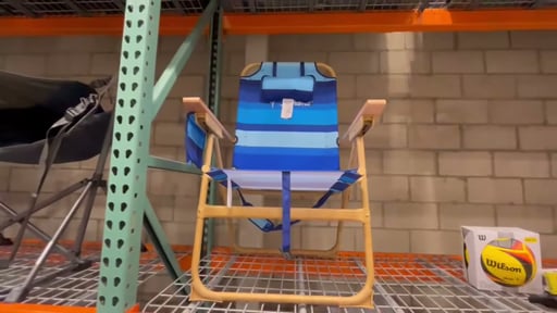 Tommy Bahama Hi-Boy Beach Chair Wood Grain Finish Blue Palm/Blue Stripe