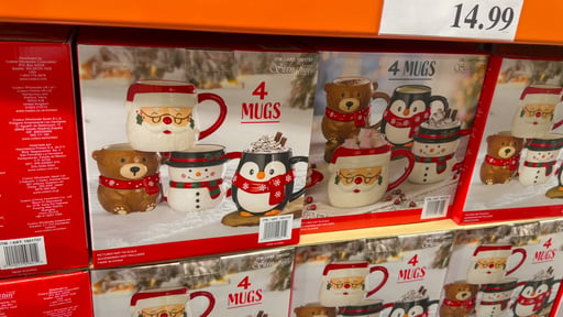Signature Housewares Christmas Mugs, 4-Pack