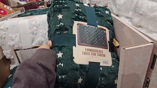 Holiday Embroidered Faux Fur Throw