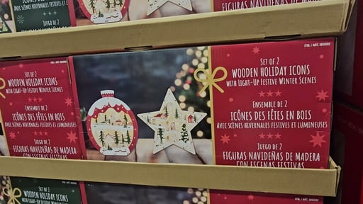 Wooden Holiday Icons with LED Lights, Set of 2