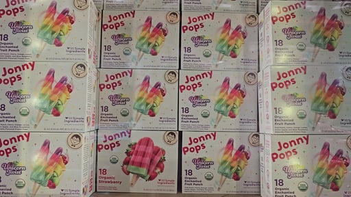 JonnyPops Organic Unicorn Twist Enchanted Fruit Punch Frozen Pops, 18 Count Box
