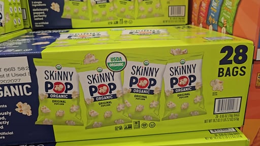 SkinnyPop Organic Popcorn, 0.65 oz, 28-Count