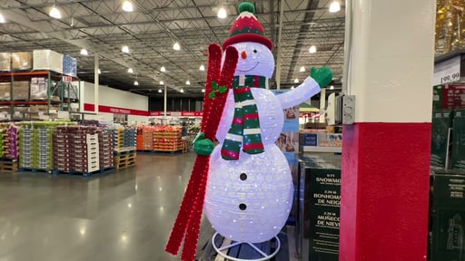 9' Pop-Up LED Snowman with Skis and Twinkle Lights