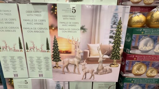 Christmas Deer Family with Trees, Set of 5