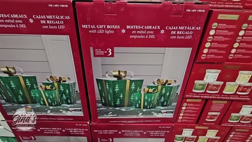 Nesting Metal Gift Boxes with LED Lights Set of 3