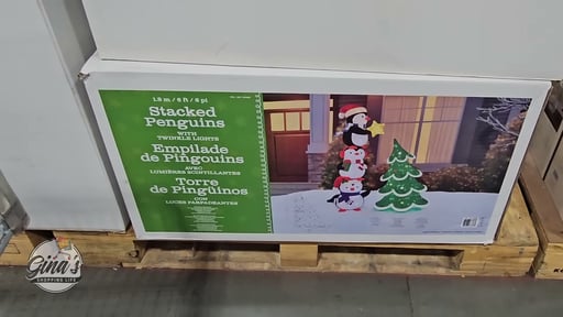 6' Stacked Penguins and Tree with Twinkle LEDs