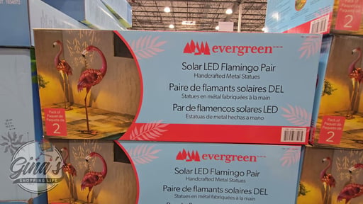 Evergreen Solar LED Metal Flamingo Statue Pair