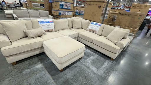 Aiden & Ivy Hazel Fabric Sectional with Storage Ottoman