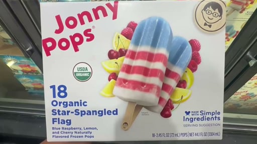 JonnyPops Organic Star-Spangled Flag Pops, 18-Count (2.4 oz each)