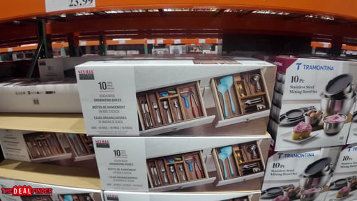Seville Classics 10-Piece Acacia Wood Organizing Box Set