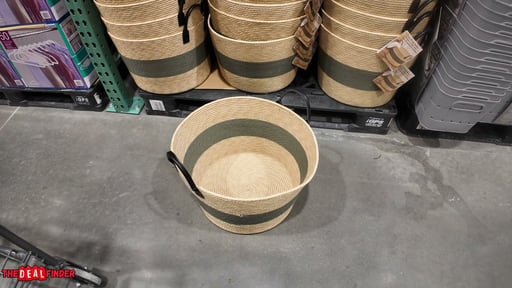 Faux Wicker Storage Basket with Handles