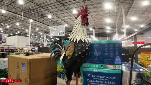 Evergreen 35" Farmhouse Rooster Metal Statue