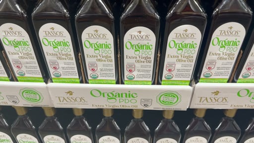 Tassos Organic Greek Extra Virgin Olive Oil 33.8 Ounce Bottle