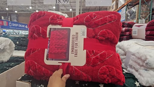 Holiday Embroidered Faux Fur Throw