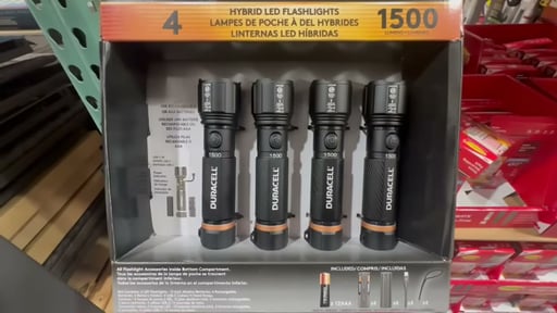 Duracell 1,500 Lumen Flashlight 4-Pack Hybrid Power