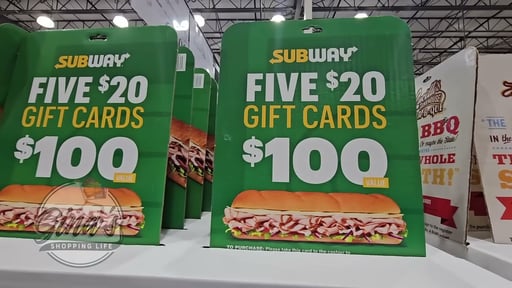Subway 5 x $20 Gift Cards