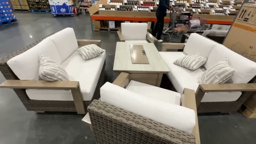 Agio Juniper 5-Piece Deep Seating Set with Fire Table